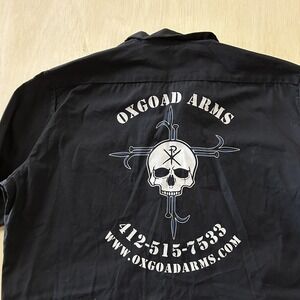 Dickies Shirt Mens XL Black OXGOAD ARMS Skull Long Sleeve Workwear Button Up